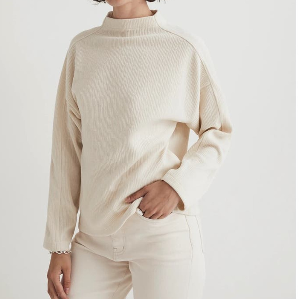 Madewell Striped Jacquard Funnelneck Top Size S - Picture 1 of 6